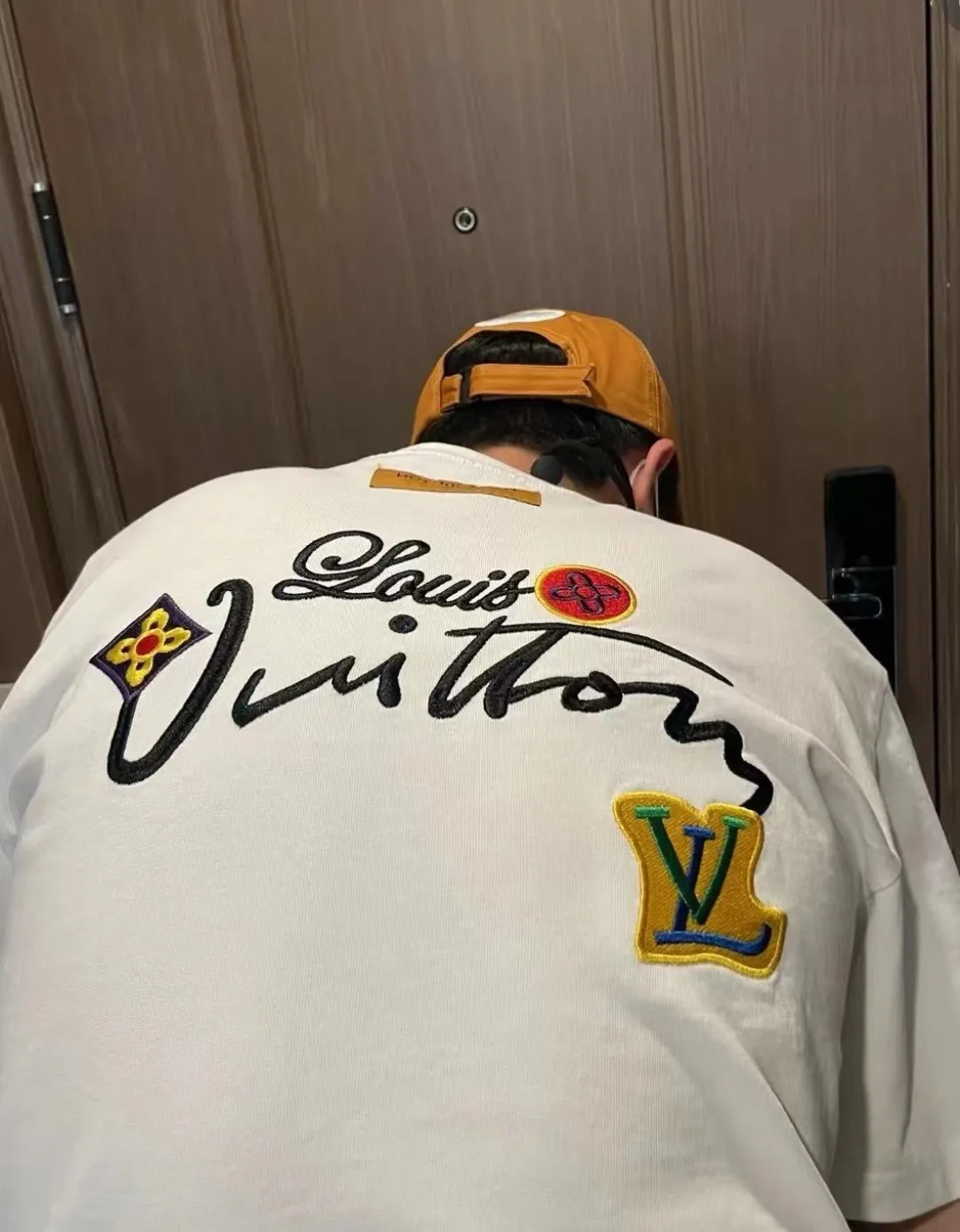 Louis Vuitton/Louis Vuitton floral letter embroidered short sleeves
